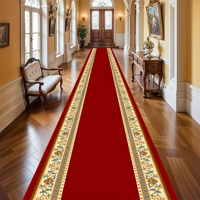 VIKAMA Vintage Flurmatte in Rot im böhmischen Stil für Flur, Wohnzimmer und Schlafzimmer, B/T: 120 x 40 cm - Bild 3