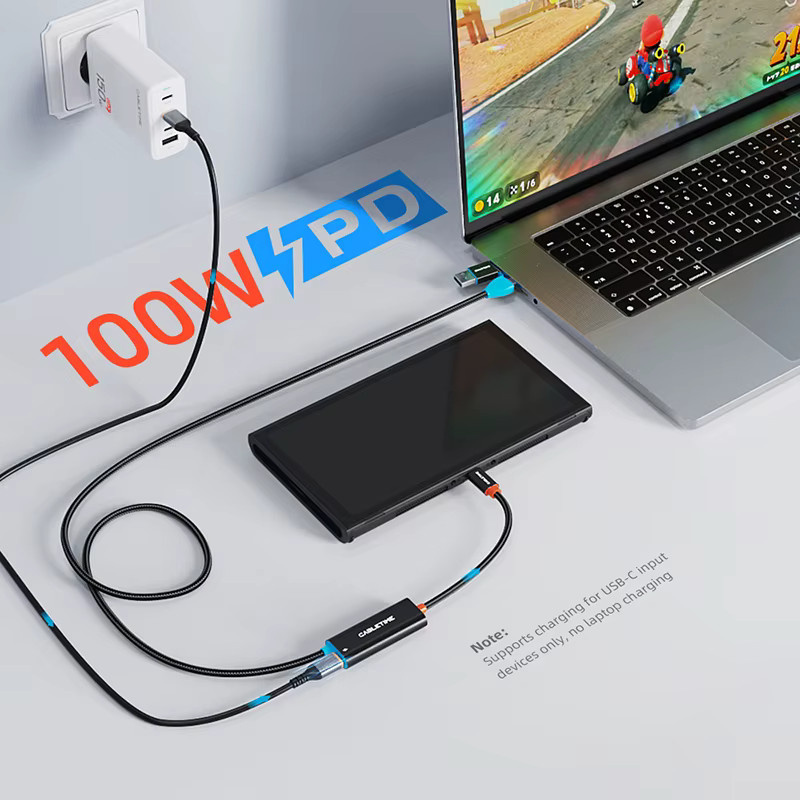 CABLETIME 2-in-1 USB-C und USB-A Videoaufnahmekarte in Schwarz mit 100W PD, 1080P@60Hz Full HD und 5Gbps für Tablet, Laptop und Nintendo Switch - Bild 6