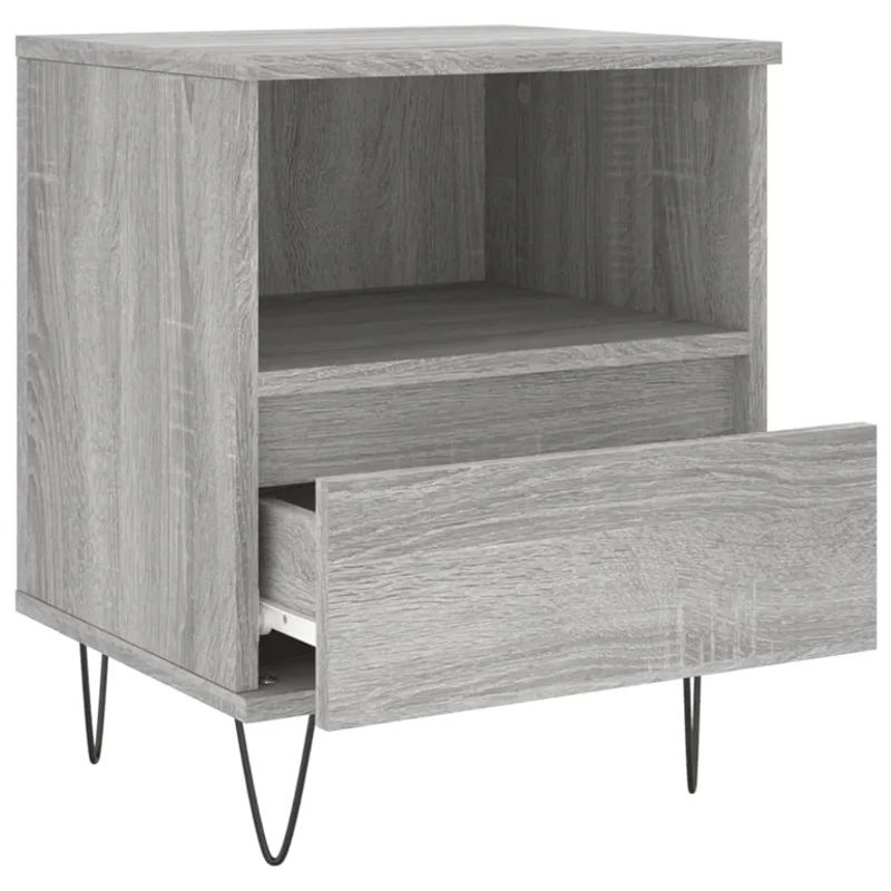 Vidaxl Nachttisch in Sonoma-Eiche Grau, Modernes Design aus Holzwerkstoff und Metall, B/T/H: 40 x 35 x 50 cm - Bild 4