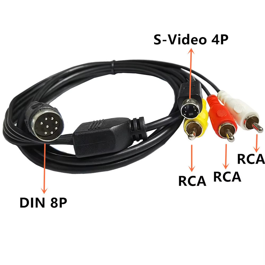 OULLX DIN 8pin auf Mini DIN 4pin 3RCA AV Adapter Kabel in Schwarz, 1,5 m Länge für S-Video Audio Video Verbindung von DVD, HDTV und VCR - Bild 2