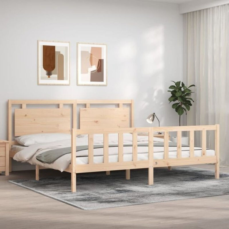 Massivholzbett Vidaxl aus Kiefer in Braun, B/T/H: 200 x 100 x 205,5 cm - Bild 1