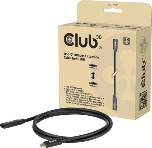 Club3D USB-C Kabel Schwarz CAC-2502 Länge: 1 m - Bild 1