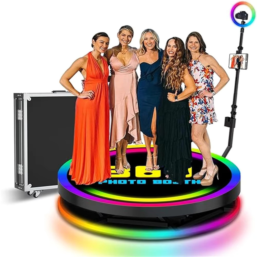 PYLV 360-Grad drehbare Fotokabine 80 cm in Schwarz für 1-3 Personen - Bild 4