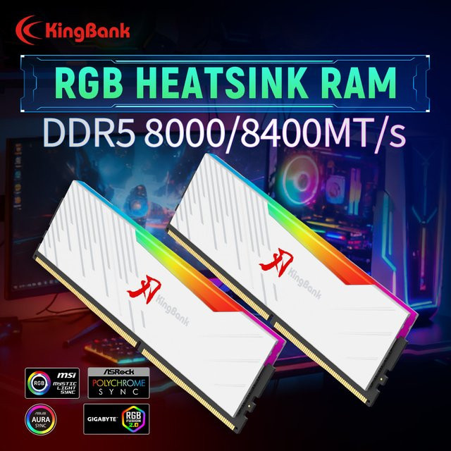 KINGBANK KRRW DDR5 RAM 48GB Kit (2x 24GB) RGB 8000MT/s CL38 Desktop-Arbeitsspeicher mit Hynix M-Die, Intel XMP 3.0 und AMD EXPO - Bild 1