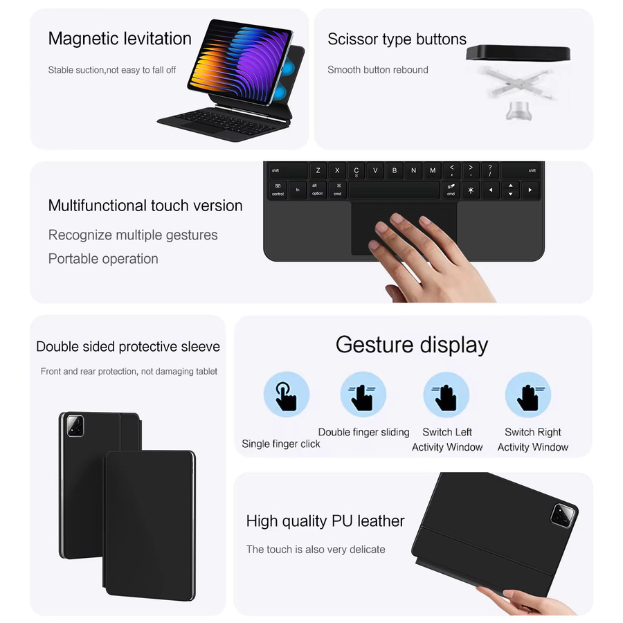 Xiaomi Magic Hintergrundbeleuchtete Tastatur Folio für Mi Pad 7 und Mi Pad 7 Pro 11,2 Zoll mit magnetischer Smart Cover Abdeckung und TouchPad in Schwarz oder Weiß - Bild 4