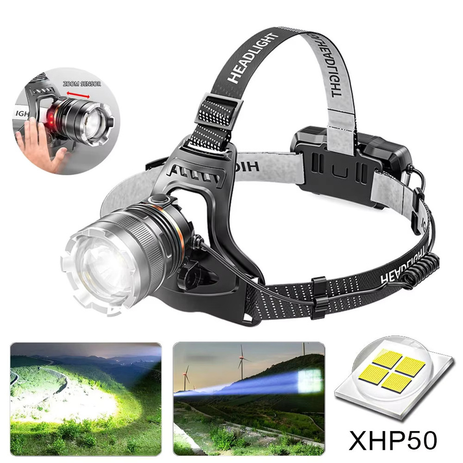 ESMARTER LED-Stirnlampe mit Bewegungssensor, wiederaufladbar, Schwarz - Bild 6