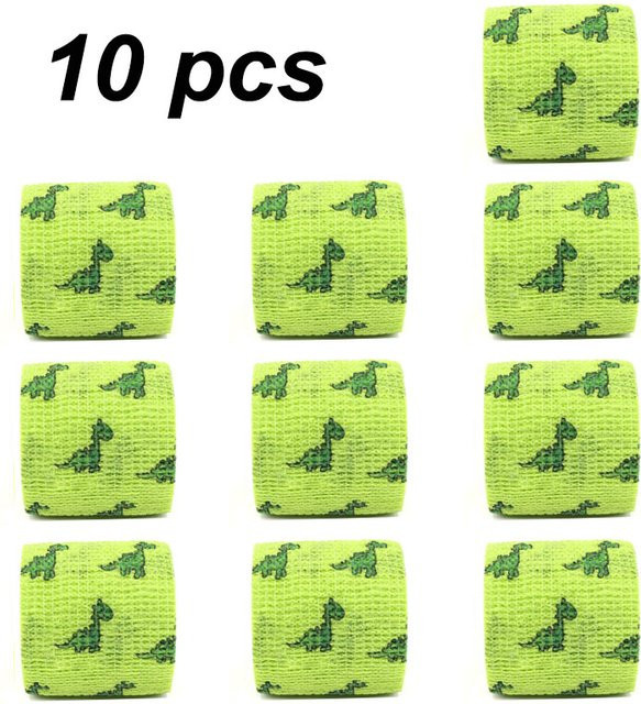 COYOCO Selbstklebendes elastisches Verbandband mit Dinosaurier-Print, Grün, Breite: 5 cm - Bild 1