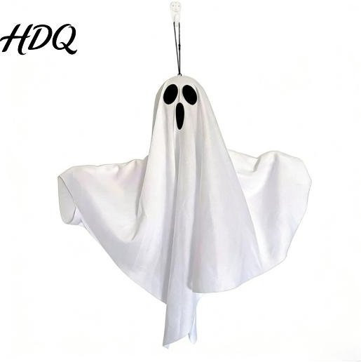 Wiederverwendbarer Halloween-Geisteranhänger aus Stoff in Weiß als leuchtende Hängedekoration für Fenster und Garten - Bild 1