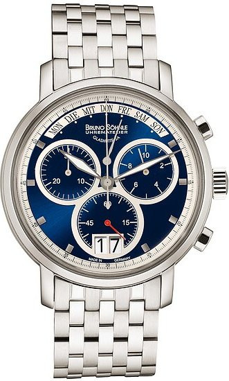 Bruno Söhnle Herrenchronograph Marcato, Quarz, Edelstahl, Blau, 44 mm - Bild 1