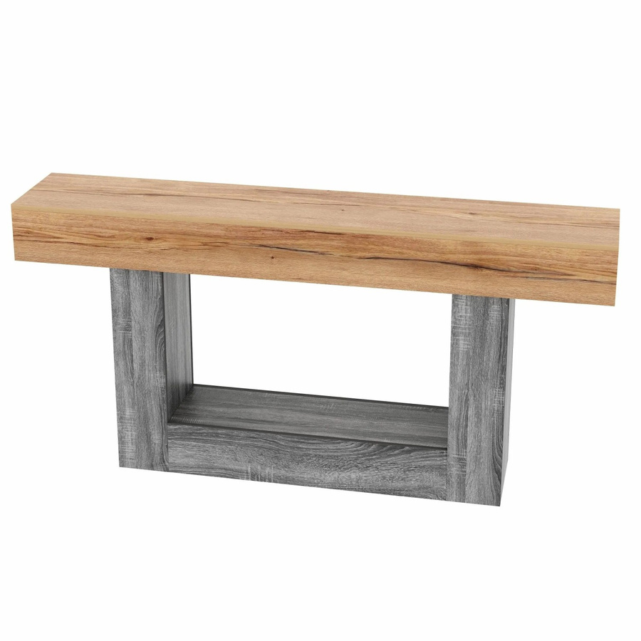 okwish Konsolentisch Wabi Sabi in Holzoptik, zweifarbig Grau und Braun, B/T/H: 160 x 30 x 82,5 cm - Bild 2