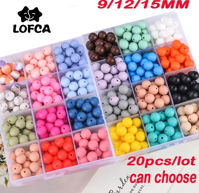 LOFCA Perlen Silikon, rund, 9/12/15 mm, Unisex - Bild 1