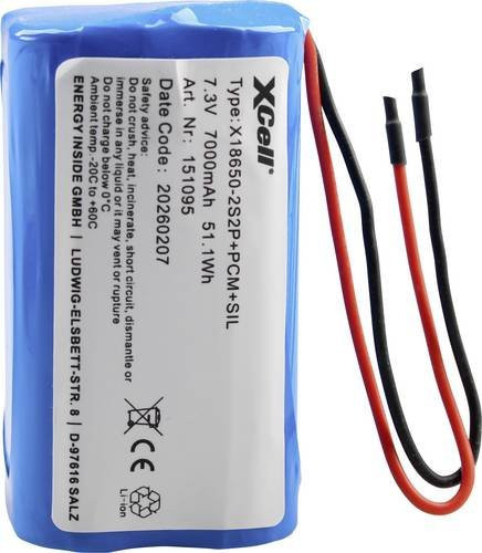 XCell Spezial-Akku Li-Ion Pack 7.4 V 7000 mAh in Blau mit 4x 18650 Zellen - Bild 1