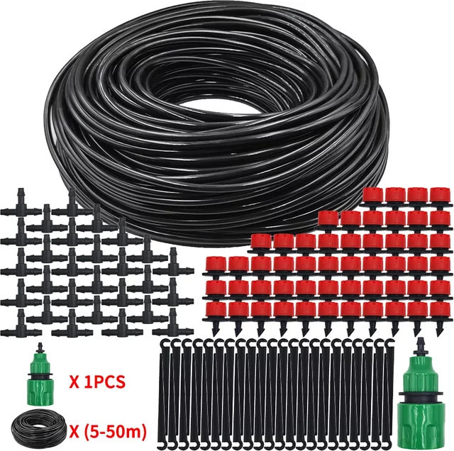 DIY Mikrobewässerungsset aus schwarzem PVC mit verstellbaren Tropfern und Stanzwerkzeug, 5–30 m Gartenschlauch mit 4/7 mm Mikrobewässerungsrohr - Bild 1