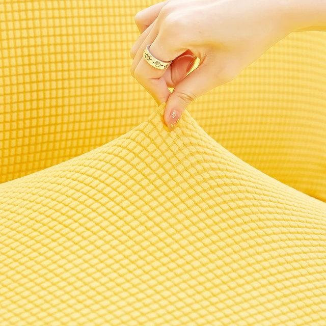 Elastischer Plüsch-Kissenbezug für modulare Ecksofas und Chaiselongues in Gelb - Bild 1