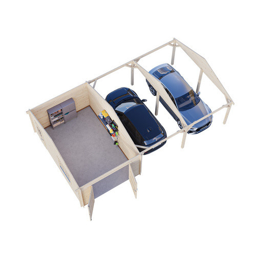 Palmako Garage Roger mit Holztor aus Fichte in Hellbraun, B/T/H: 1006 x 619 x 316 cm - Bild 3