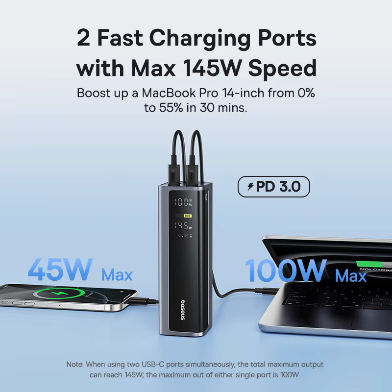 Baseus EnerGeek GP12 Powerbank 20800mAh 145W mit PD und QC Schnellladung in Grau - Bild 4