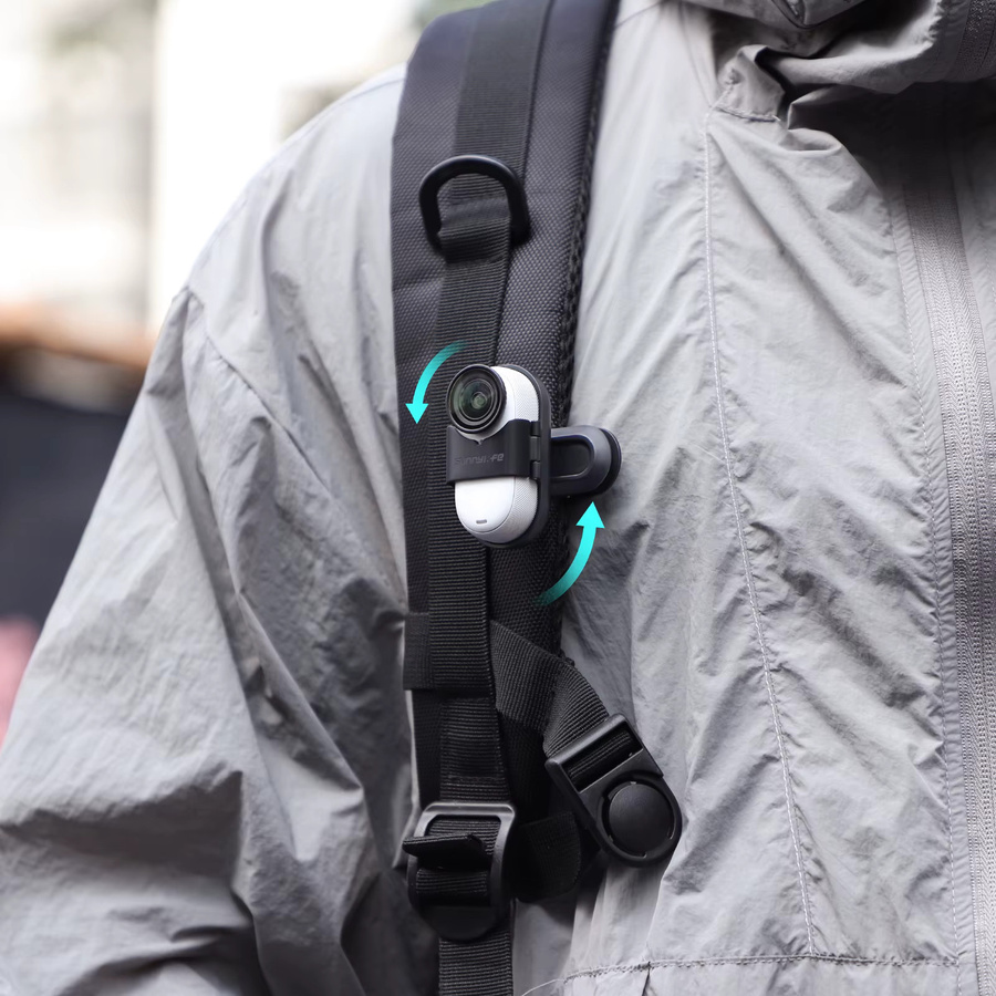 Insta360 Rucksack Clip Halterung mit 360 Grad Rotation und Anti-Shake Funktion für Insta360 Go 3S und Insta360 Go 3 in Schwarz - Bild 3