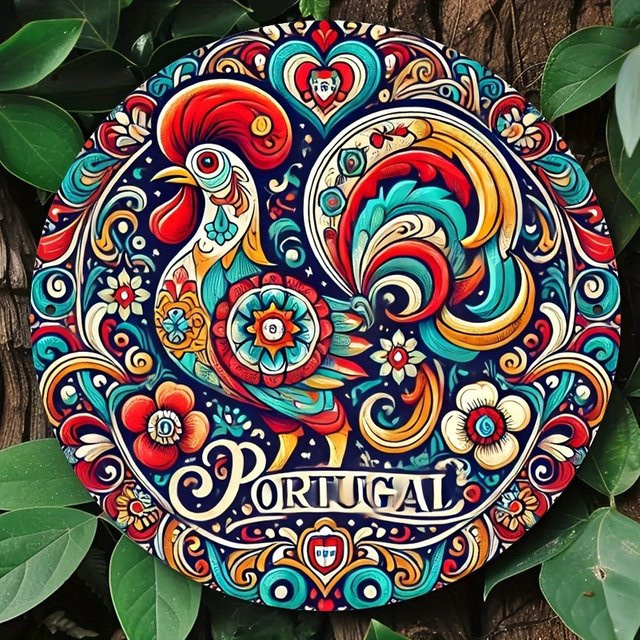 HELLOYOUNG Hahn-Wandkunst aus Metall mit Blumen-Motiv im Vintage-Stil, Multicolour, B/H: 19,81 x 19,81 cm - Bild 1