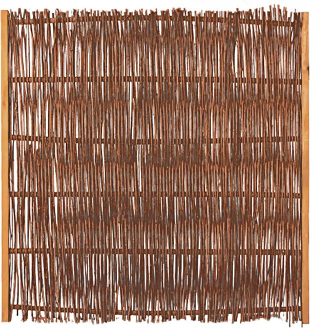 T & J Weidengeflechtzaun Fuego mit seitlichem Rahmen, braun, B/H: 120 x 120 cm, aus Weide, Haselnuss und Kiefer, mit Öl behandelt - Bild 1