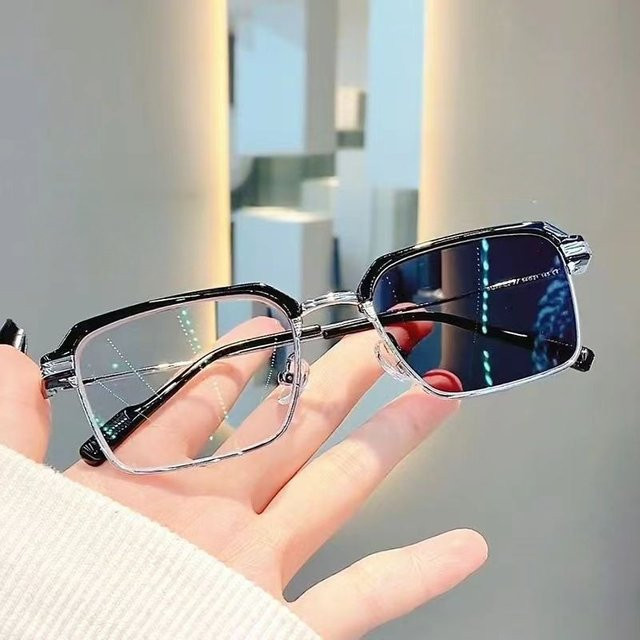 Photochrome Anti-Strahlungs-Brille, Browline, Vollrand, Unisex, Schwarz - Bild 1