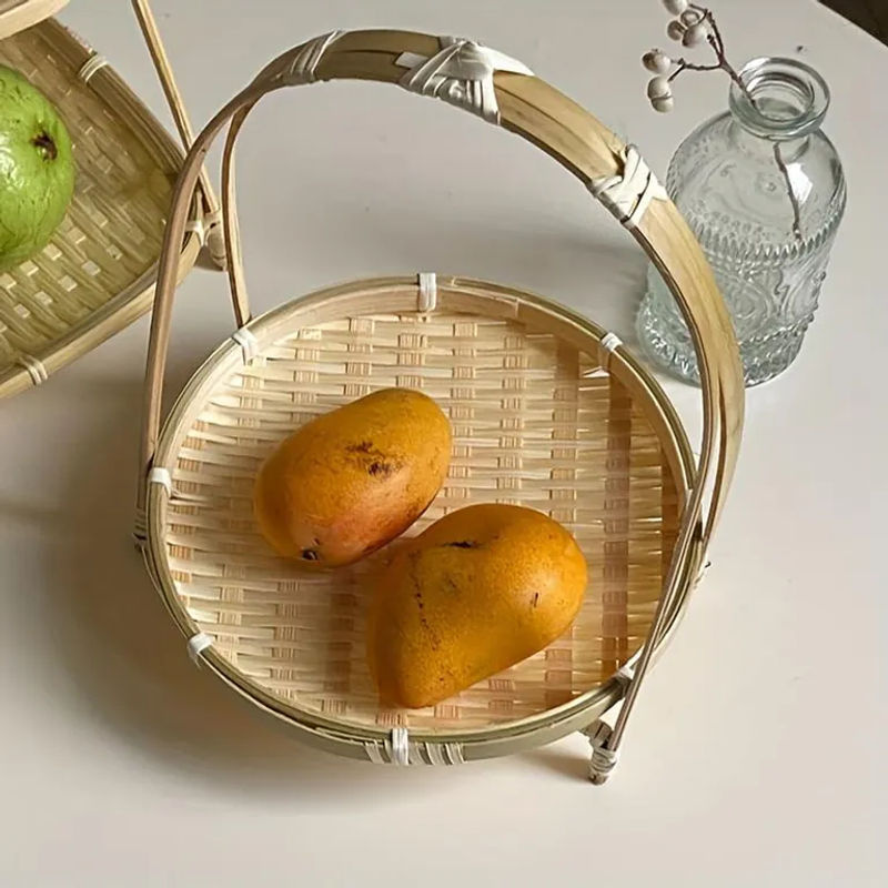 Handgefertigter quadratischer Bambus-Aufbewahrungskorb von SZ-Damai in Beige für Obst, Snacks und Kuchen - Bild 3