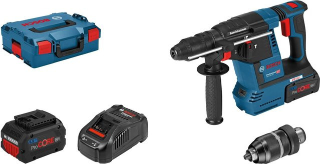 Bosch Professional Akku-Bohrhammer GBH 18V-26 F in Blau mit 2 Akkus und Ladegerät in L-Boxx - Bild 1