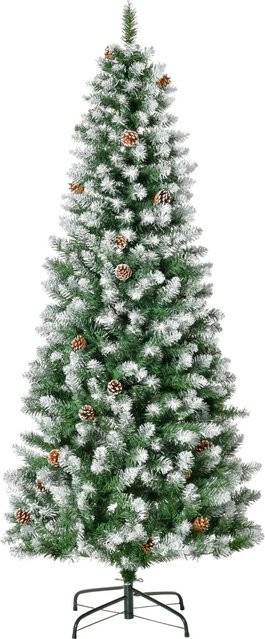 Furnicato Künstlicher Weihnachtsbaum in Grün und Weiß mit 630 Zweigen und 37 Zapfen, Höhe: 180 cm - Bild 1