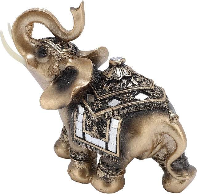 Dekorative Elefantenstatue von GoolRC in Schwarz und Gold aus Kunstharz, Tischskulptur mit Maßen Breite: 31,5 cm, Höhe: 18,0 cm - Bild 1