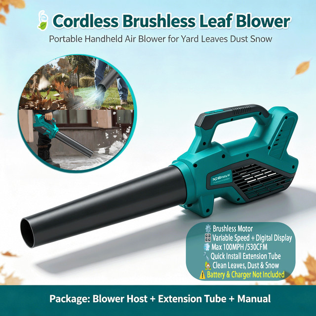 Kabelloser Laubbläser kompatibel mit Makita 18V LXT Akku, elektrischer Handbläser mit variabler Geschwindigkeit für Garten und Hof - Bild 1