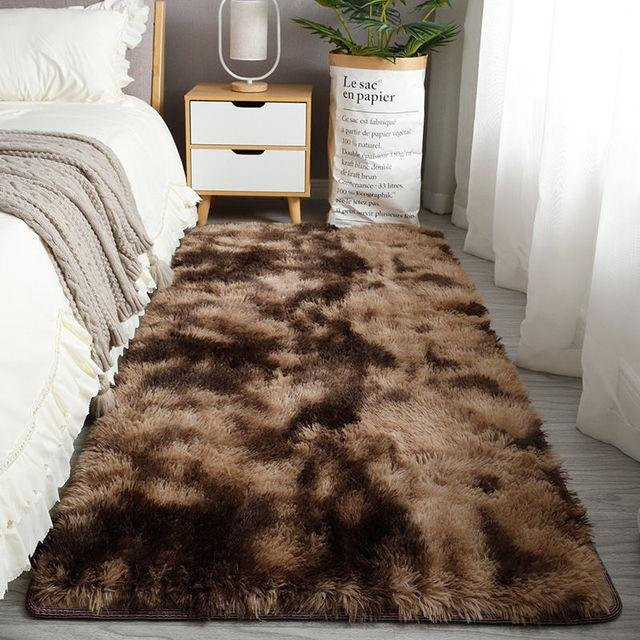 Yiran Furniture Nordischer Kunstpelz-Teppich in Schwarz, rutschfest und waschbar, B/T: 80 x 50 cm - Bild 1