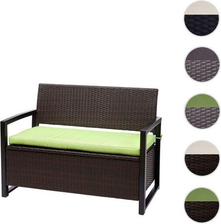 MVG Sitzbank MVG-F39 2-Sitzer mit Sitzkissen aus Stahl und Polyrattan in Braun, B/H/T: 117 x 87 x 57 cm - Bild 1