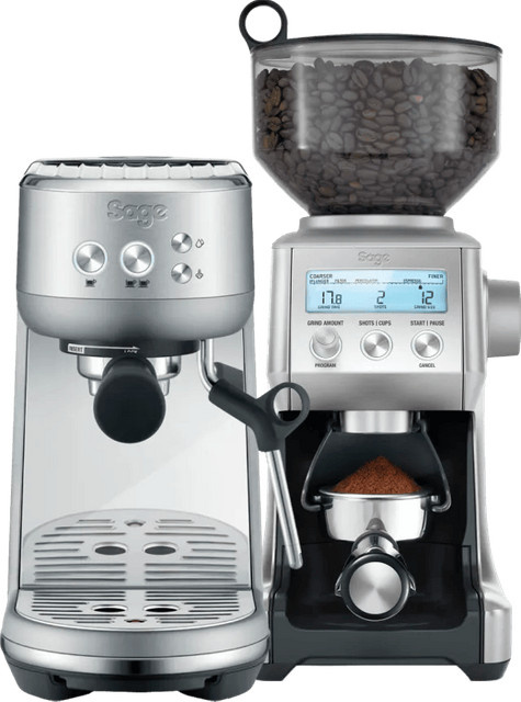 Sage Bambino Siebträgermaschine aus Edelstahl mit Kaffeemühle und PID-Steuerung in Silber - Bild 1