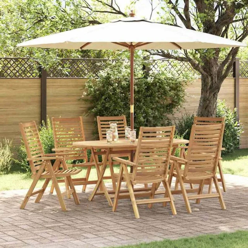 Set aus 6 Gartenstühlen aus Teak-Massivholz von vidaxl, Braun, B: 52 cm, T: 64,5 cm, H: 108 cm - Bild 1