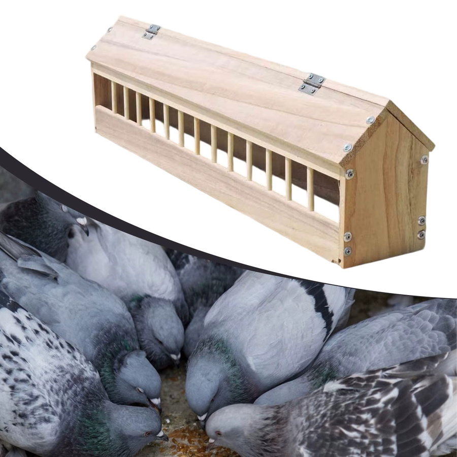 Kesoto Geflügel-Futtertrog aus Holz in Braun für Tauben, Vögel, Küken und Enten - Bild 2