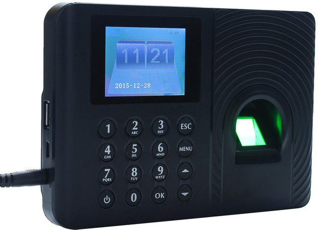 Igeteck Intelligente Fingerabdruck-Stempeluhr mit 2,4 Zoll TFT-Display und Passwortfunktion in Schwarz (US-Stecker) - Bild 1