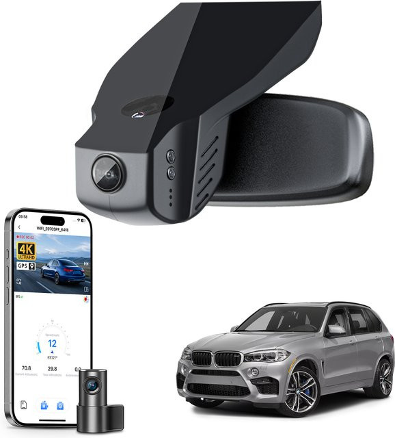 Mangoal 4K UHD Dashcam für BMW X5 X5M Gen3 F15 F85 (2014-2018) mit GPS und WiFi App-Steuerung in Schwarz - Bild 1