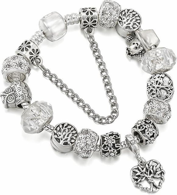 BAOPON Charm Armband, Silber überzogen, Perlen, 17 cm, Unisex - Bild 1
