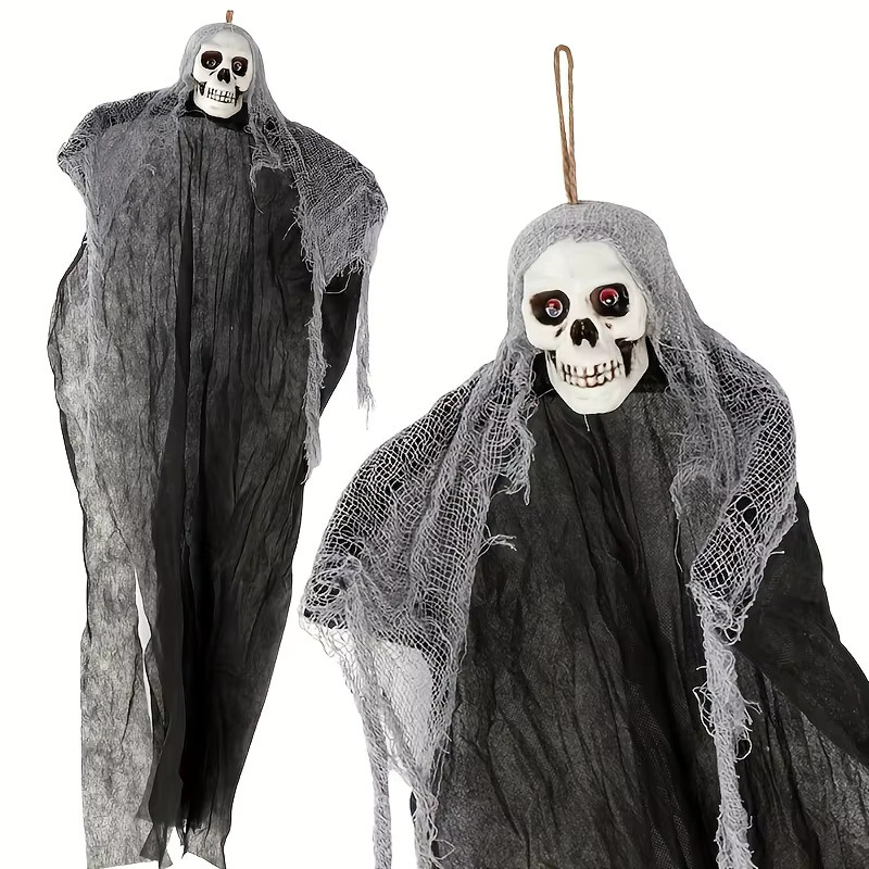 Lofytain Halloween Hängende Geister-Schädel-Skelett-Gaze als Gruselige Horror-Dekoration für Garten und Spukhaus - Bild 5