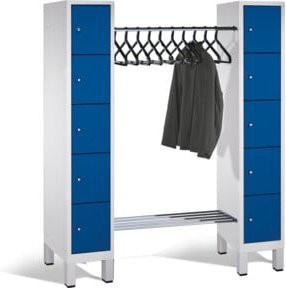 C+P Offene Garderobe Evolo aus Stahl, Front Enzianblau, Korpus Lichtgrau, H x B x T: 185,0 x 159,1 x 50,0 cm - Bild 1