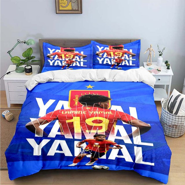 Gu Tao Bettwäsche-Set Spanien Fußball Lamine Yamal Design, Blau, B/H: 172 x 218 cm - Bild 1