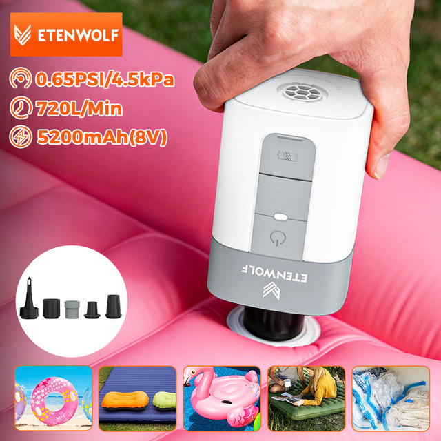 ETENWOLF AIR 5 Elektrische Luftpumpe in Weiß mit 720 LPM, Schnellfüller und Deflator, 5200 mAh, tragbare Luftpumpe für Poolschwimmer und Vakuum-Aufbewahrungsbeutel - Bild 1