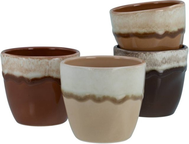 CreaTable Teetassenset Squeezy Mocha aus Steinzeug, 4-teilig, braun - Bild 1