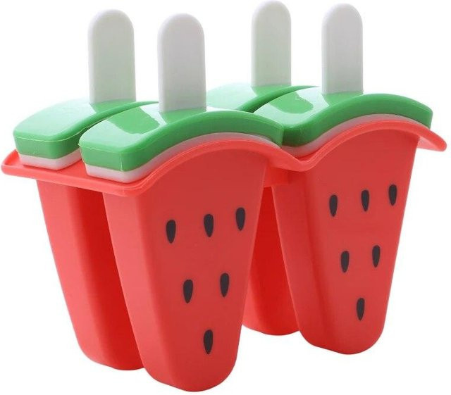 Love Home Garden Eiscreme-Form in Wassermelonen-Design mit Deckel, rot, ideal für DIY Eis am Stiel aus Saft oder Milch - Bild 1