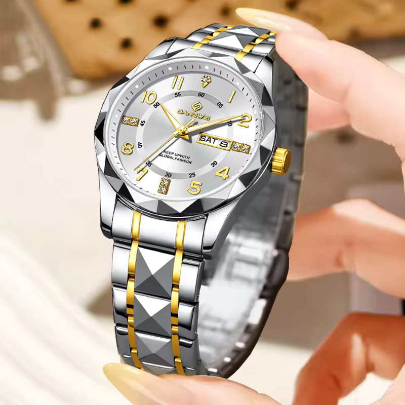 BANGWEI Armbanduhr Chronograph, Quarz, Edelstahl, Bicolor, Damen - Bild 4