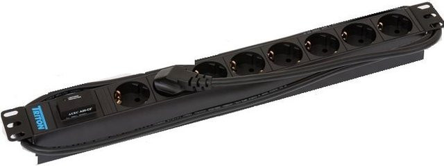 Triton Stromverteiler RAB-PD-X08-A1 für 19 Zoll Rack, 8 Ausgangsbuchsen, 1U, Farbe: Schwarz - Bild 1