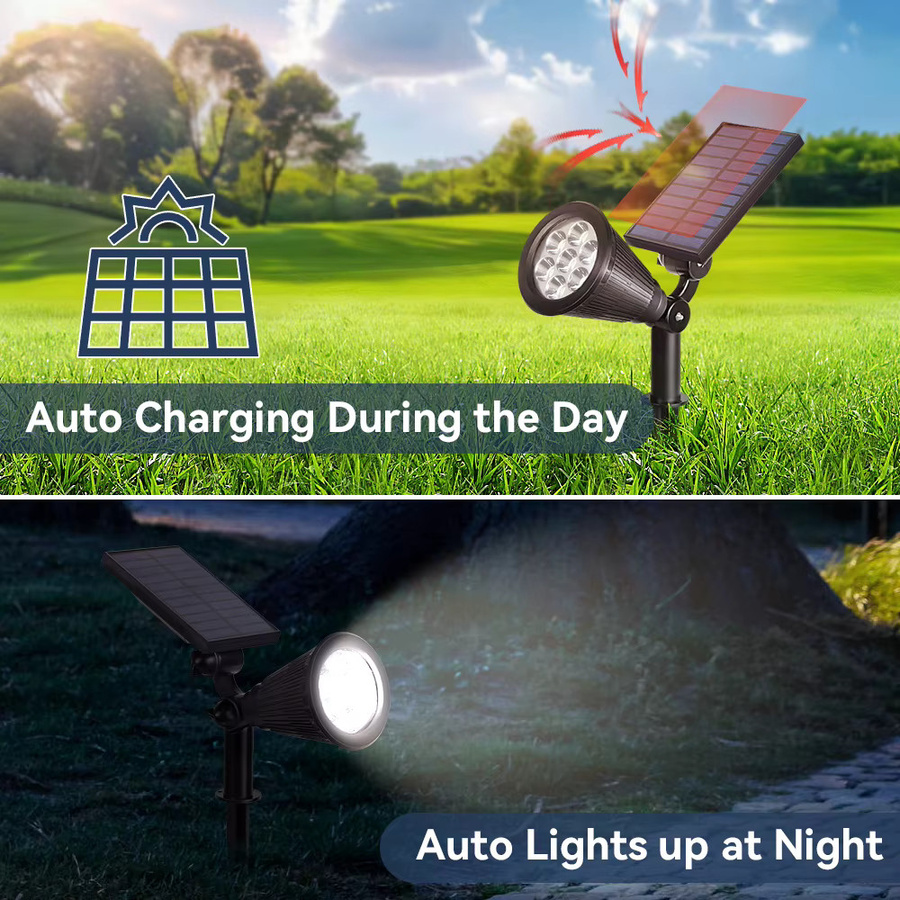 CANMEIJIA Solar LED Outdoor Spot Strahler IP65 Wasserdicht in Schwarz für Garten, Hof und Landschaftsbau - Bild 3