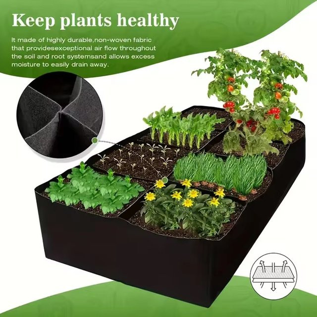 Rechteckiger Garten Pflanzbeutel aus Kunststoff in Schwarz für Gemüse wie Tomaten und Kartoffeln, B/T/H: 60 x 30 x 30 cm - Bild 1