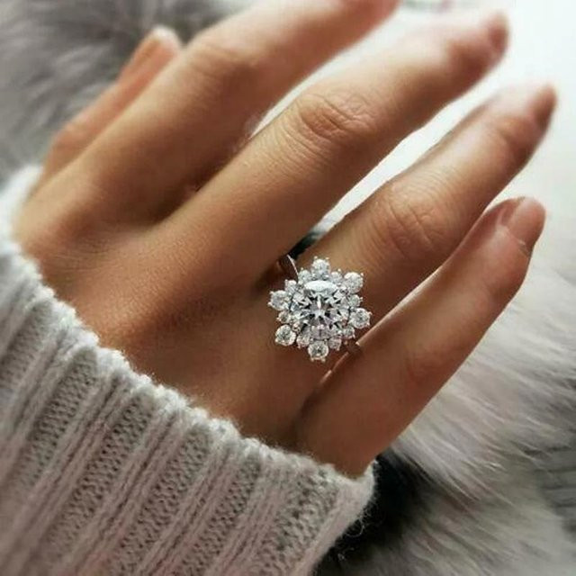 Huitan Ring, Sonnenblumenform, Zirkonia, Silber, Damen - Bild 1