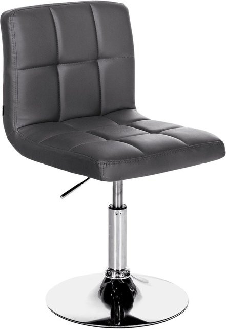 DELUKE Palma Barhocker BANGKO Barstuhl aus Kunstleder in Schwarz, höhenverstellbar, drehbar mit Lehne, B/T/H: 44 x 49 x 74 cm - Bild 1