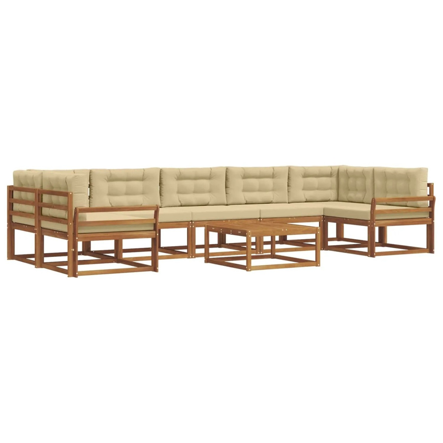 vidaXL Outdoor-Sofagarnitur L-Form aus Akazienholz mit 8 Kissen in Natur und Beige - Bild 2